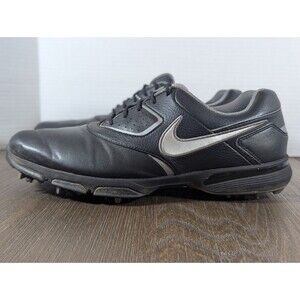 Nike Heritage Golf Shoes Men's 9.5 Black Leather 552069-001 Spikes
